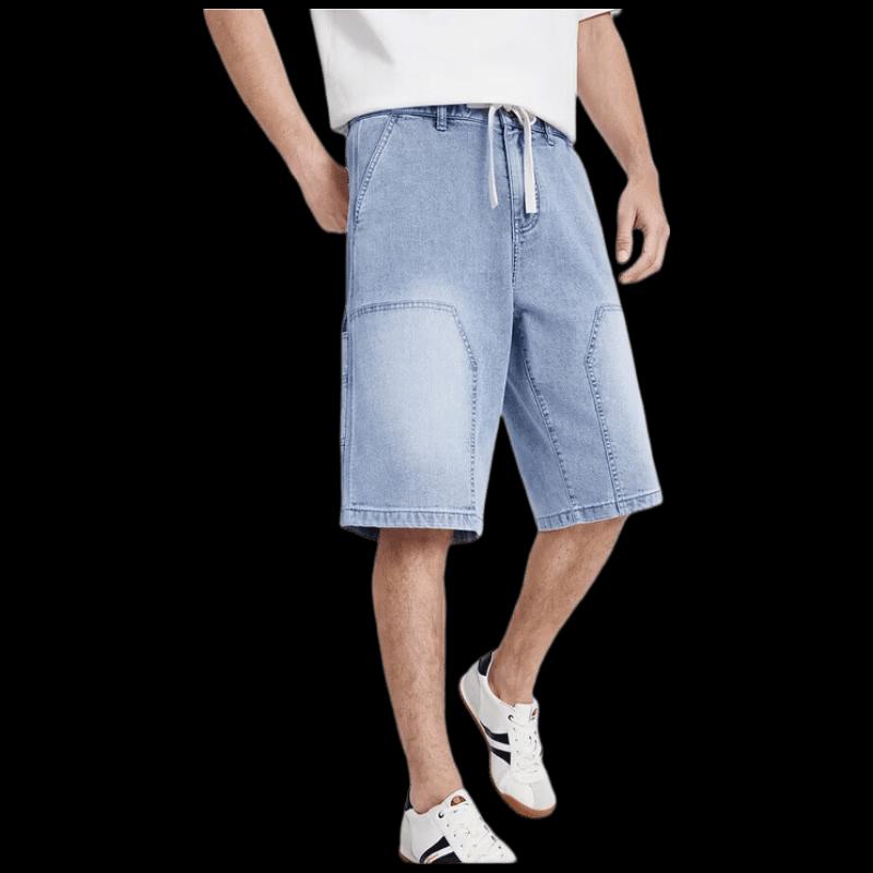 Navigare Men s Summer Loose Straight-Leg Denim Capri Shorts 32