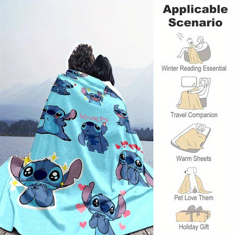 1pc Stitch Printing Blanket - Soft, All-Season Throw for Office Blanket, Personalized Gift with Adorable Cartoon Design