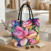  Watercolor Lily Print Tote Bag Fashion Casual Large Capacity Daily Shoulder Handbag