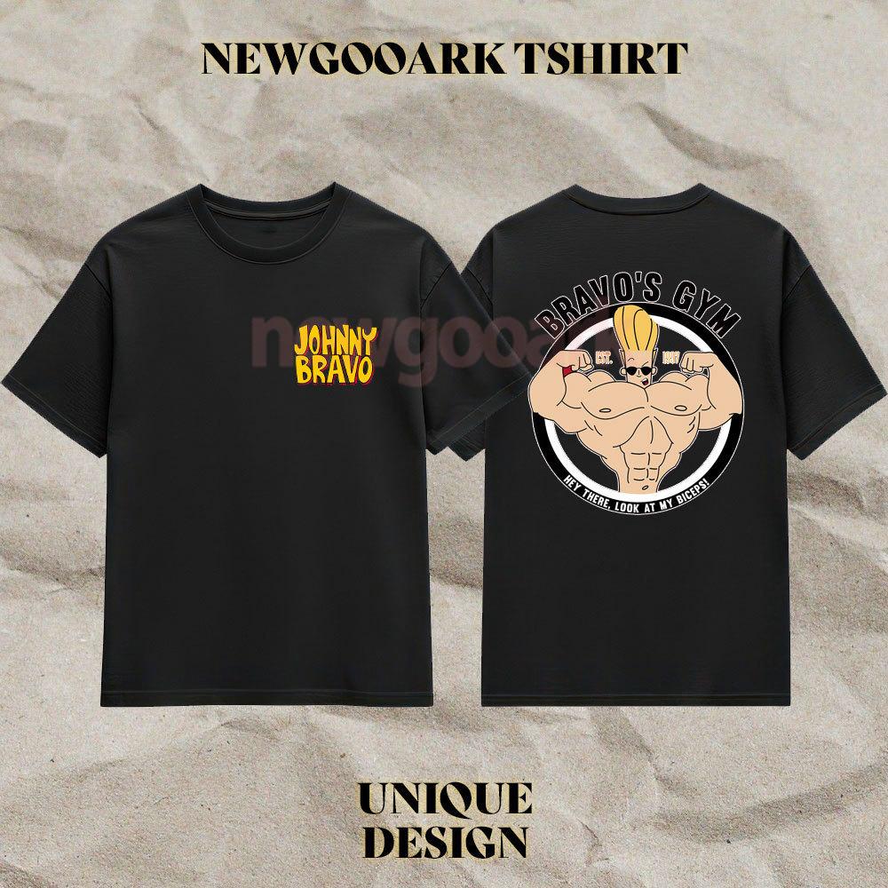 Johnny Bravo Grafik T-Shirts Herren Frau Baumwolle T-Shirts Rundhals Hübsch 90er Cartoons Cartoon T-Shirt Kurzarm Tops Klassisch