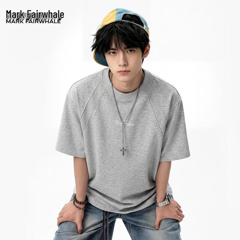 Mark Fairwhale Men s Deconstructed Patchwork Short Sleeve T-Shirt 2XL хизер серый