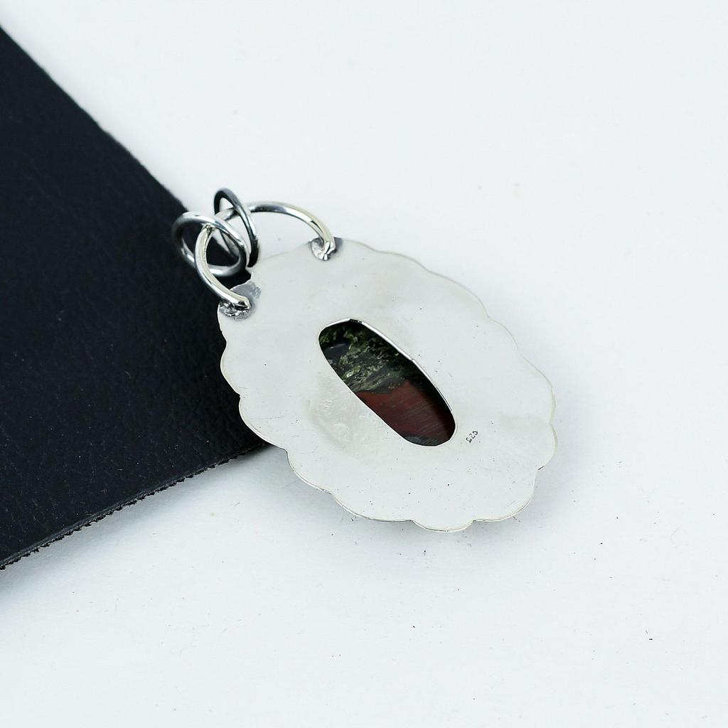Natural Dragon Blood Jasper Gemstone Silver Pendant In 925 Sterling Silver- Handmade Design, Everyday Wear Jewelry, Unique Pendant Gift For Her