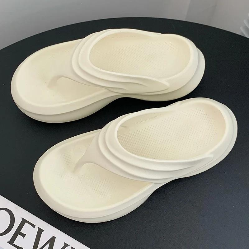 Fashion Rimocy Trend Women Wedges Platform Sandals Summer Thick Heel Clip Toe Slippers Outdoor Solid Non-Odorant Sandalias De Mujer Eva