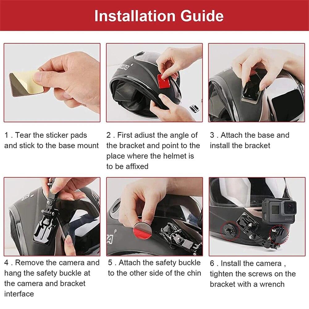 For GoPro Hero 12 Motorcycle Helmet Chin Mount Kits Cycling For GoPro Hero 11 10 9 8 7 6 5 4 Osmo AKASO SJCAM Action Camera