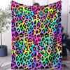 Farbverlauf Neon Leopardendruck Decke Lebendiger Trendiger Stil Fleece Überwurf für Wohnzimmer Schlafzimmer Zuhause Sofa Dekor Erwachsene Gemütliches Geschenk