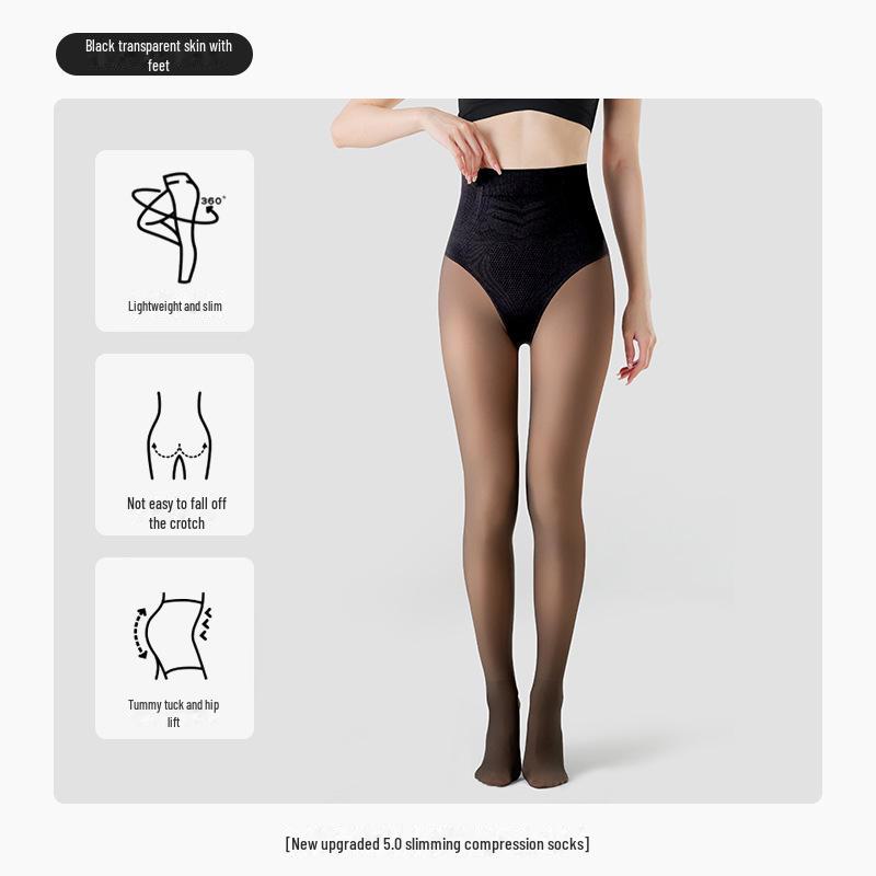 "Autumn/Winter Sheer Nude High-Waist Velvet Leggings - Sexy Gray Pantyhose"