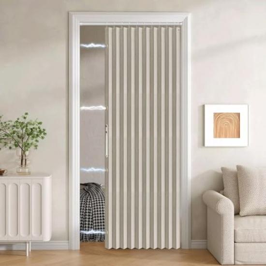 Blackout Accordion Style Magnetic Screen Door 100x230cm/39.4x90.6in for Closet Pleated Folding Doorway Curtain Accordion Door Interior Room Divider