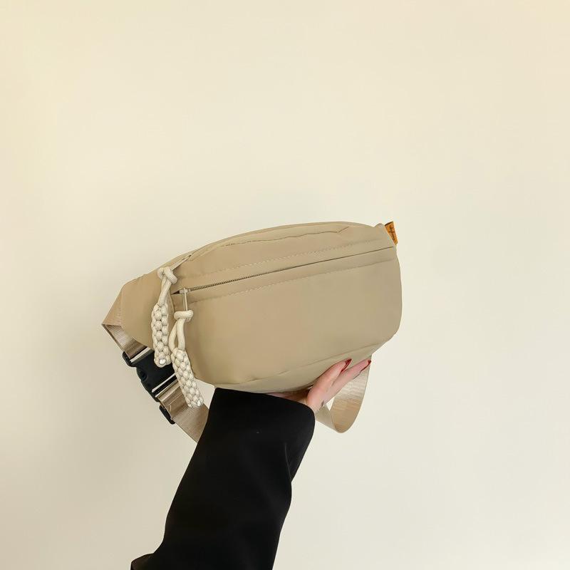 Fashion Crossbody Chest Bag Canvas Casual Bag Women's New Trendy Casual Sports Niche Fashionable Solid Color Waist Bag