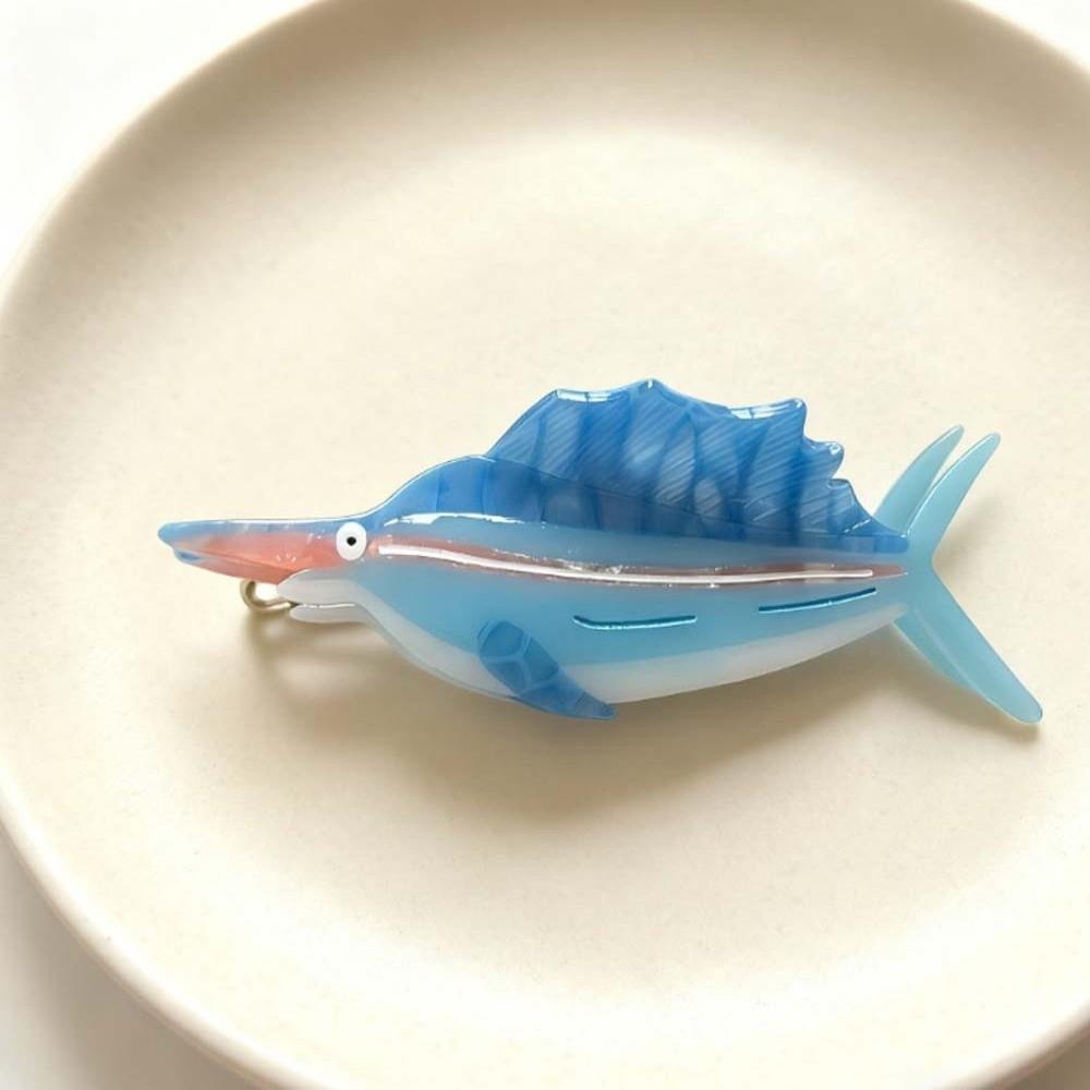 Korean Style Silver Arowana Shark Clip Acrylic Acetic Acid Hair Claw Guppy Hair Claw  Travel