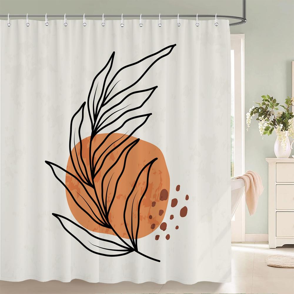 

Nordic Simplicity Style Plant Leaves Printed Shower Curtain With Hook Bathroom Curtain Home Decoration Curtain 3D Bath Curtains W60H190(CM)-1 Pcs