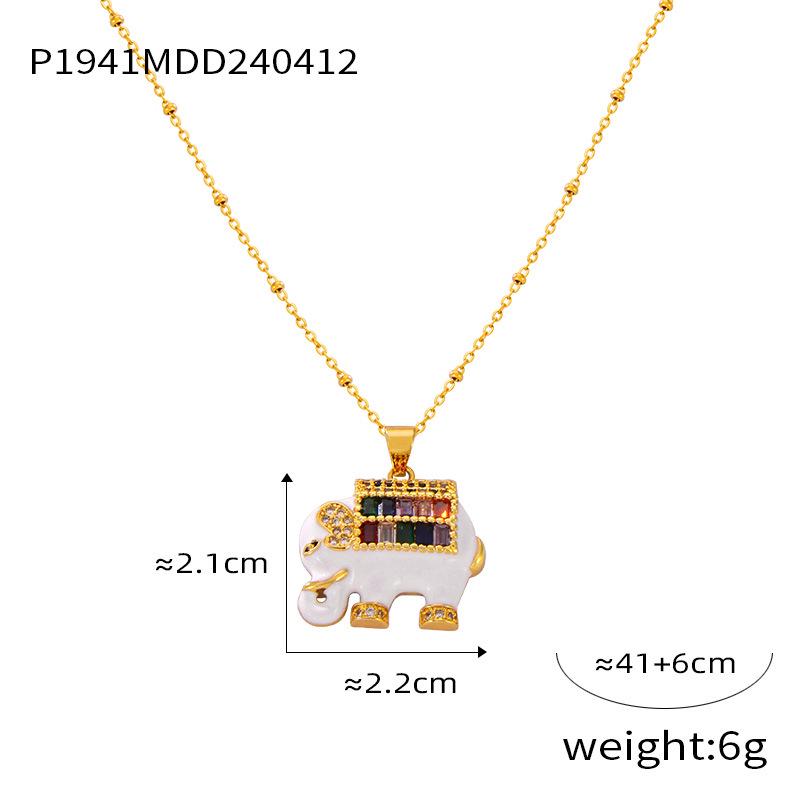 Colorful Rhinestone Enamel Elephant Pendant Titanium Steel Necklace: Women s Versatile Luxury Jewelry