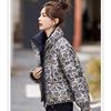 Winter Cotton Jacket Short Padded Coat Stand Collar Loose Streetwear Printed Fashion Outwear