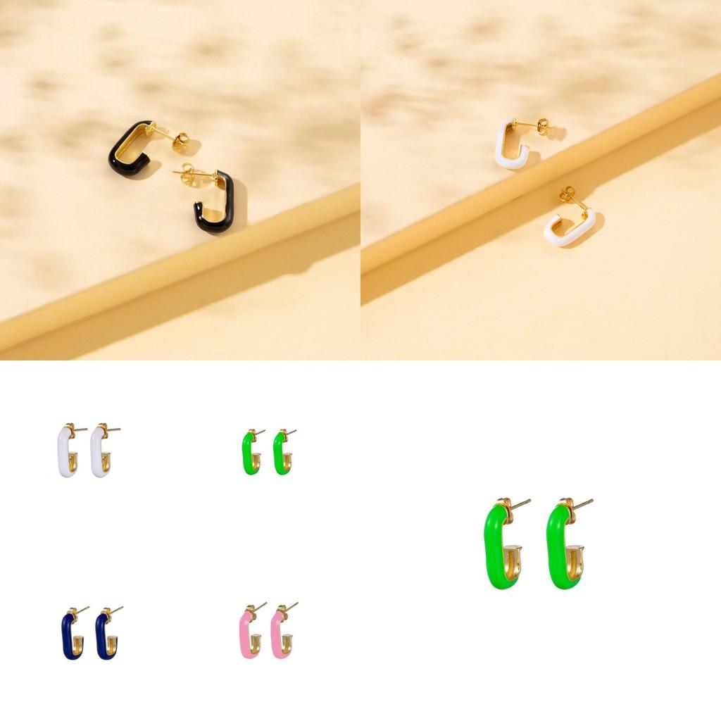 Vibrant J-shaped Earrings For Women Alloy Material With Geometric Design