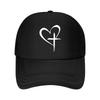 Neutral Retro Duckbill Cap Simple Heartshaped Cross Print Structured Brim Suitable for Daily and Mesh Baseball Cap