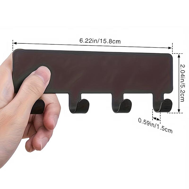 1/2pcs 4 Hooks Wall Mounted Rack No Punching Multi-functional Storage Hooks Self Adhesive Key Holder Home Organization