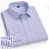 6XL Work Blue White Shirt Long Sleeves Men Formal Shirt Long Sleeve Office Solid Color Classic Striped Fashion Business Pocket