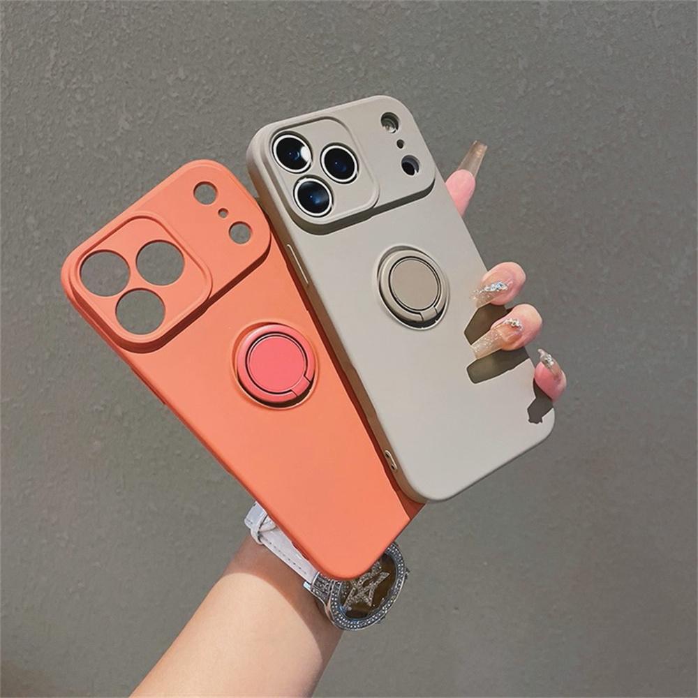 For iPhone 17 Air 16 15 14 13 Plus Pro Max With Ring Holder Stand Shockproof Case colorful luxury Silicone Soft Back Cover