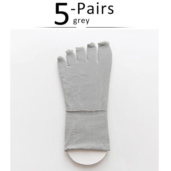5 Pairs Women Toe Silk Socks Nylon Solid Thin Japanese Style Soft Elastic Endurable Sweat-Absorbing Breathable 5 Finger Socks