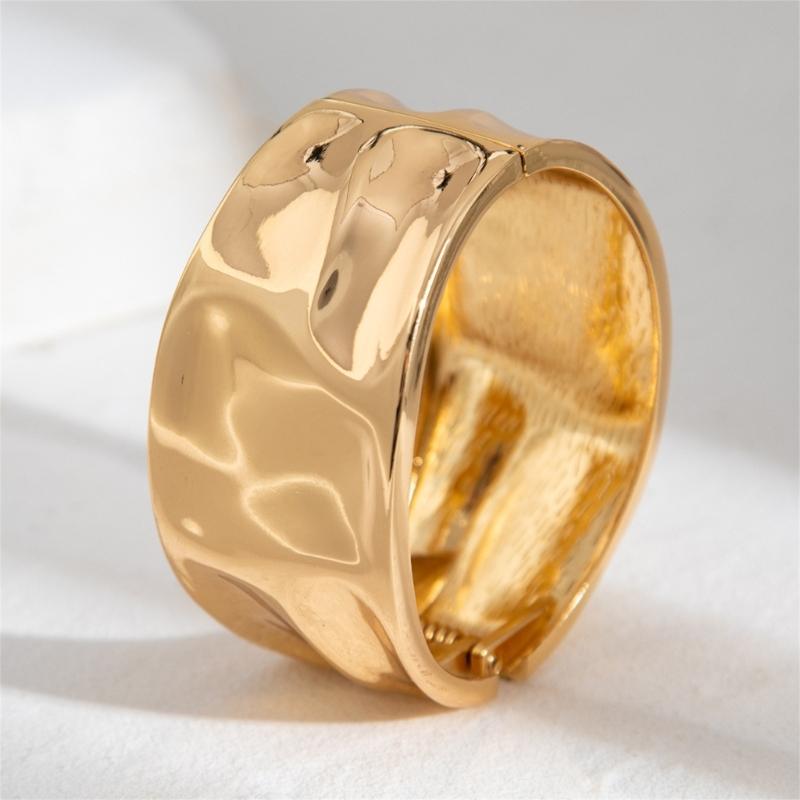 Hip Hop Irregular Spring Bangles Punk Wide Cuff Geometric Bracelets Party Jewelry Alloy Texture for Women and Men