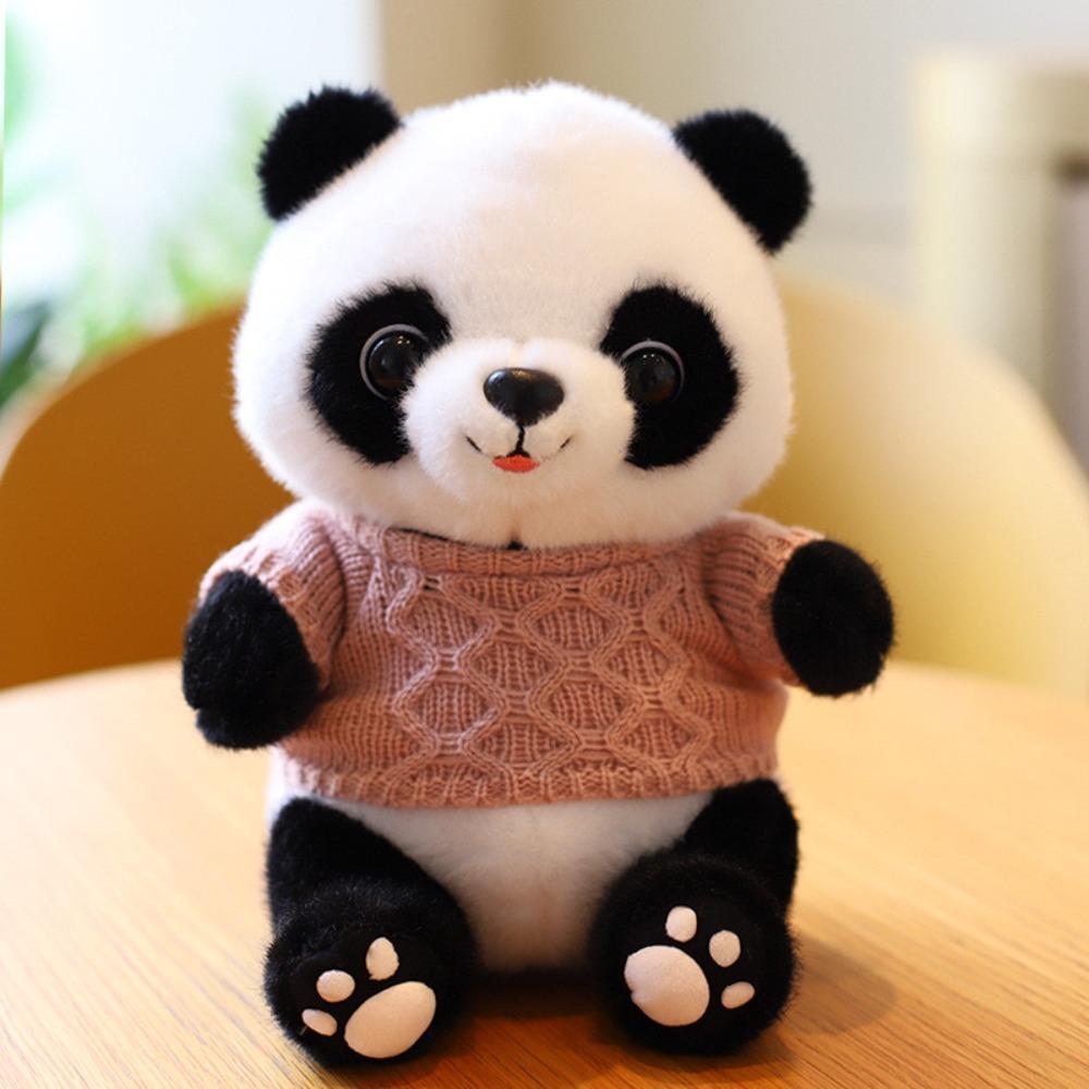 Cute sweater giant panda plush toy wholesale panda base Sichuan souvenir eight inch grab machine doll