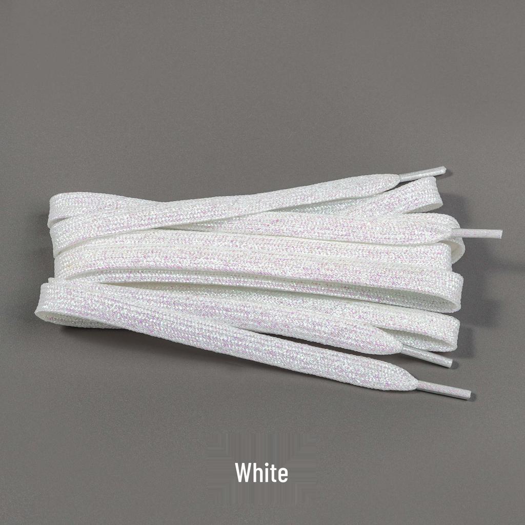 Pearlescent Gold & Silver Thread Shoelaces: Vibrant Double-Layer Flat Cords for Board, Sports, and Dance Shoes
