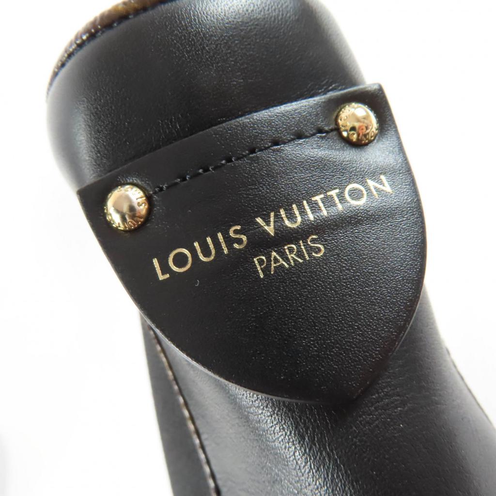 Great LOUIS VUITTON short boots Monogram leather black leather Women 35 Used