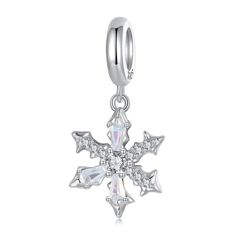 WOSTU 925 Sterling Silver Snowflake Butterfly Charms Blue Crystal Crown Beads Fit DIY Bracelet Necklace Gift Winter Ice Kingdom