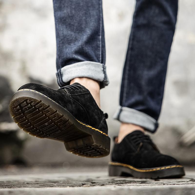 Übergröße Leder Casual Workwear Trendschuhe Low-Top Wildleder Matt Martin Schuhe Herren Plateau Big Head Lederschuhe