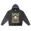 DTG Print Knitted Denim Zip-Up Hoodie Streatwear Brother Print Zipper Hoodies  