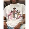 STREETRICH Comfortable Mens White Crew Neck T-Shirt Cross Jesus Print T-Shirt Vintage Shirt Graphic T-Shirt Pro Choice Streetwear