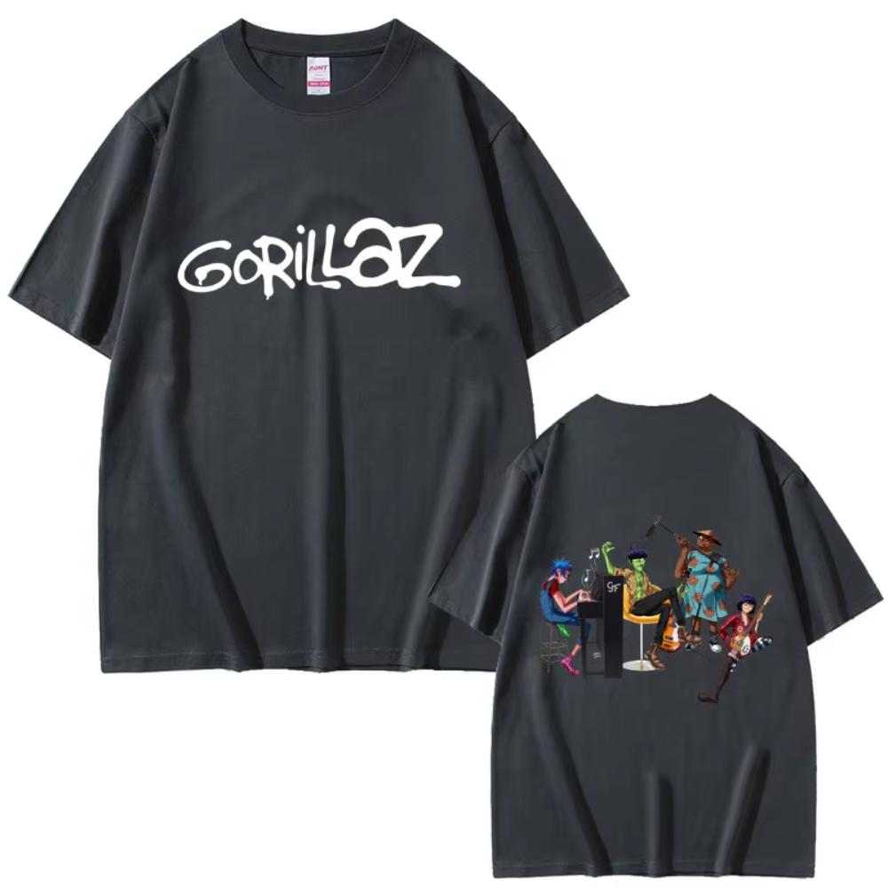 Rock Band Gorillaz T-shirt Male Vintage Oversized Streetwear Men Women Hip Hop Gothic Retro T Shirts Men's Casual Cotton Ttshirt