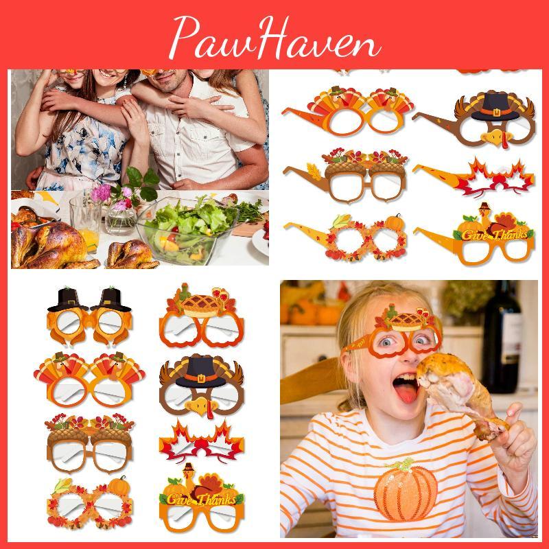 Thanksgiving Party Accessories Autumn Maple Leaf Paper Glasses Characters)