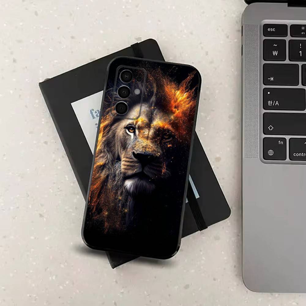 Animal Cover Tiger Lion Phone Case For Samsung Galaxy A73,31,8,9,53,32,72,41,J7,52,71,22,Note Soft Black Silicone Cover