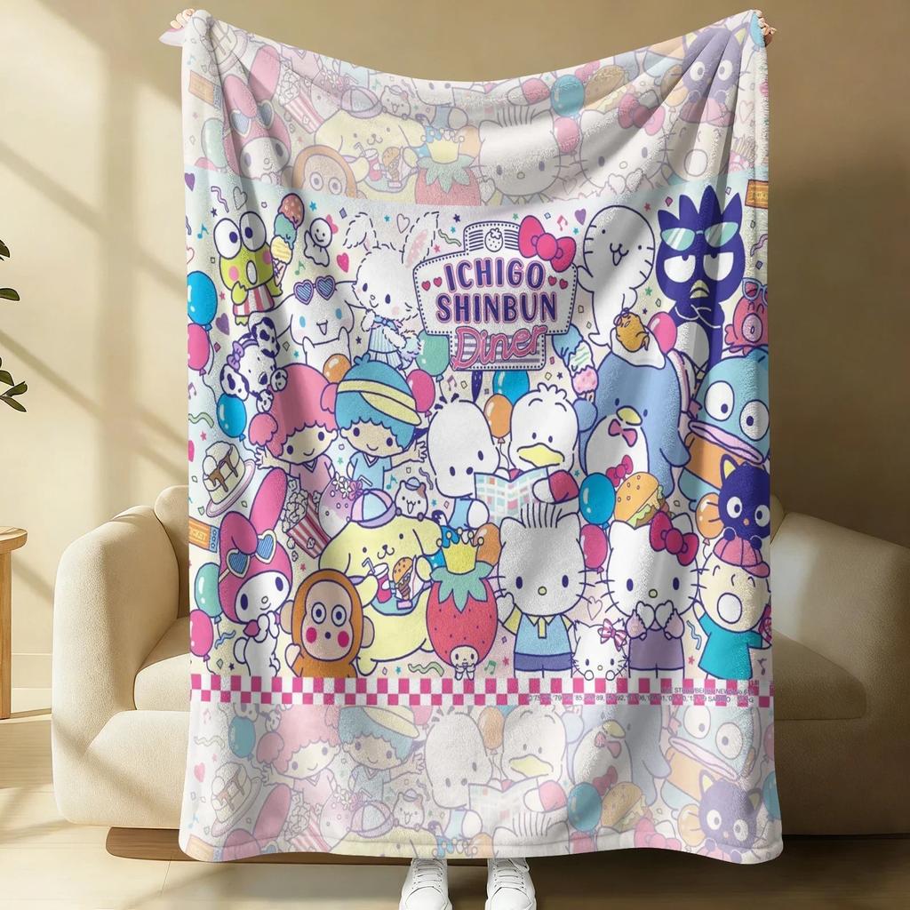 Vintage Sanrio Flannel Fleece Blanket Soft Warm Fluffy Throw Cute Sofa Bed Cover Office Nap Shawl Lightweight Blanket Fans Gift