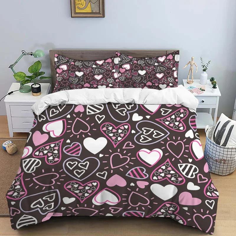 Cartoon Love HD Print Bedding Sett Children King Size Bedding Set Boy Girl's Bed Double Bed Duvet Covers Pillowcase Bedding Se
