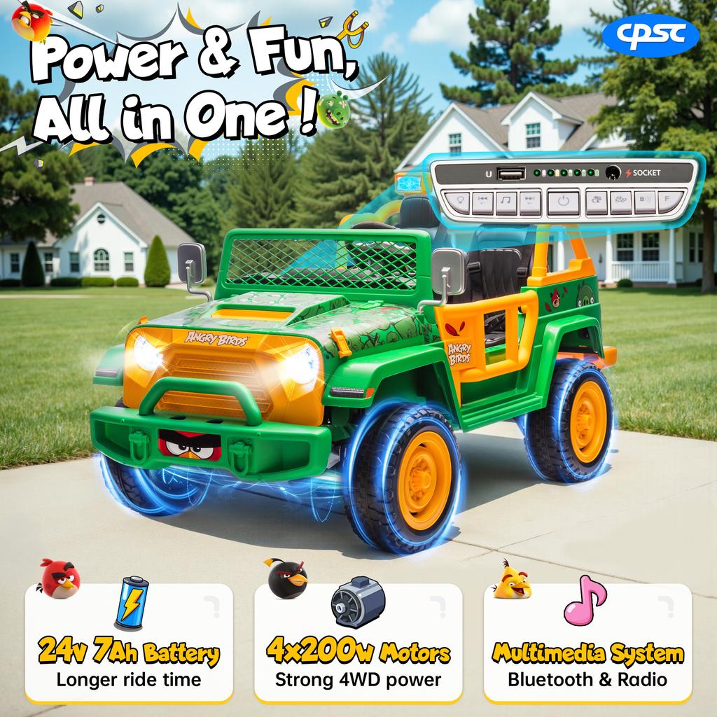 Funappy Birthday on Wheels Kids Electric Ride-On Car – 4WD Off-Road, Dual Seats, Remote Control, Bluetooth, for Ages 3-8