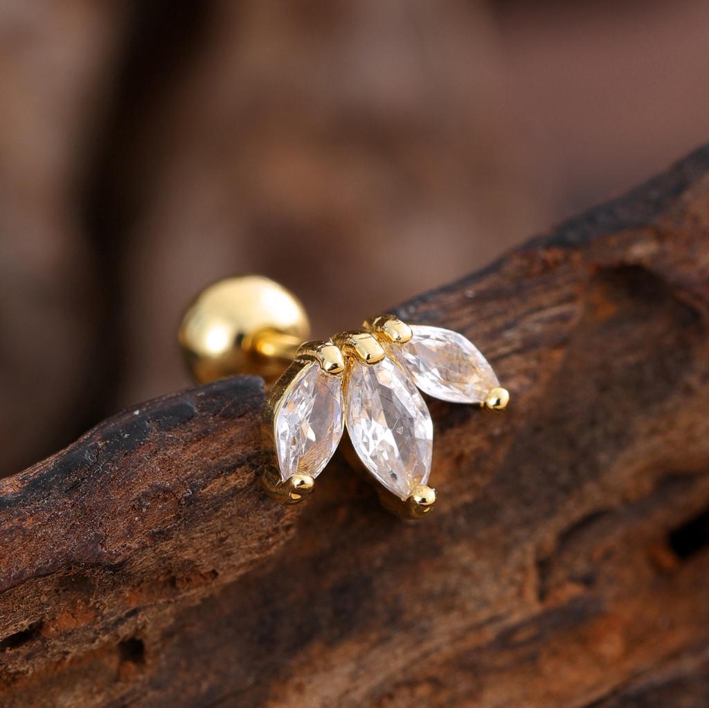 10Pcs/Set 20G Gold Cartilage Earring CZ Tragus Earring Bear Spider Design Helix Stud Rings Conch Ear 316L Steel Piercing Jewelry
