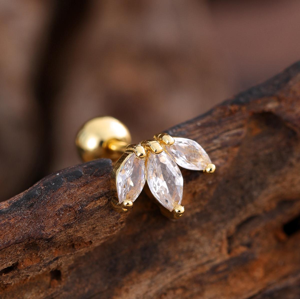 

10 шт./набор 20G Золотая серьга-пирсинг хряща уха с CZ, серьга-пирсинг трагуса, дизайн медведя и паука, кольца-гвоздики для хеликса, пирсинг конч уха, ювелирные изделия из стали 316L Design&0.8*6*3mm