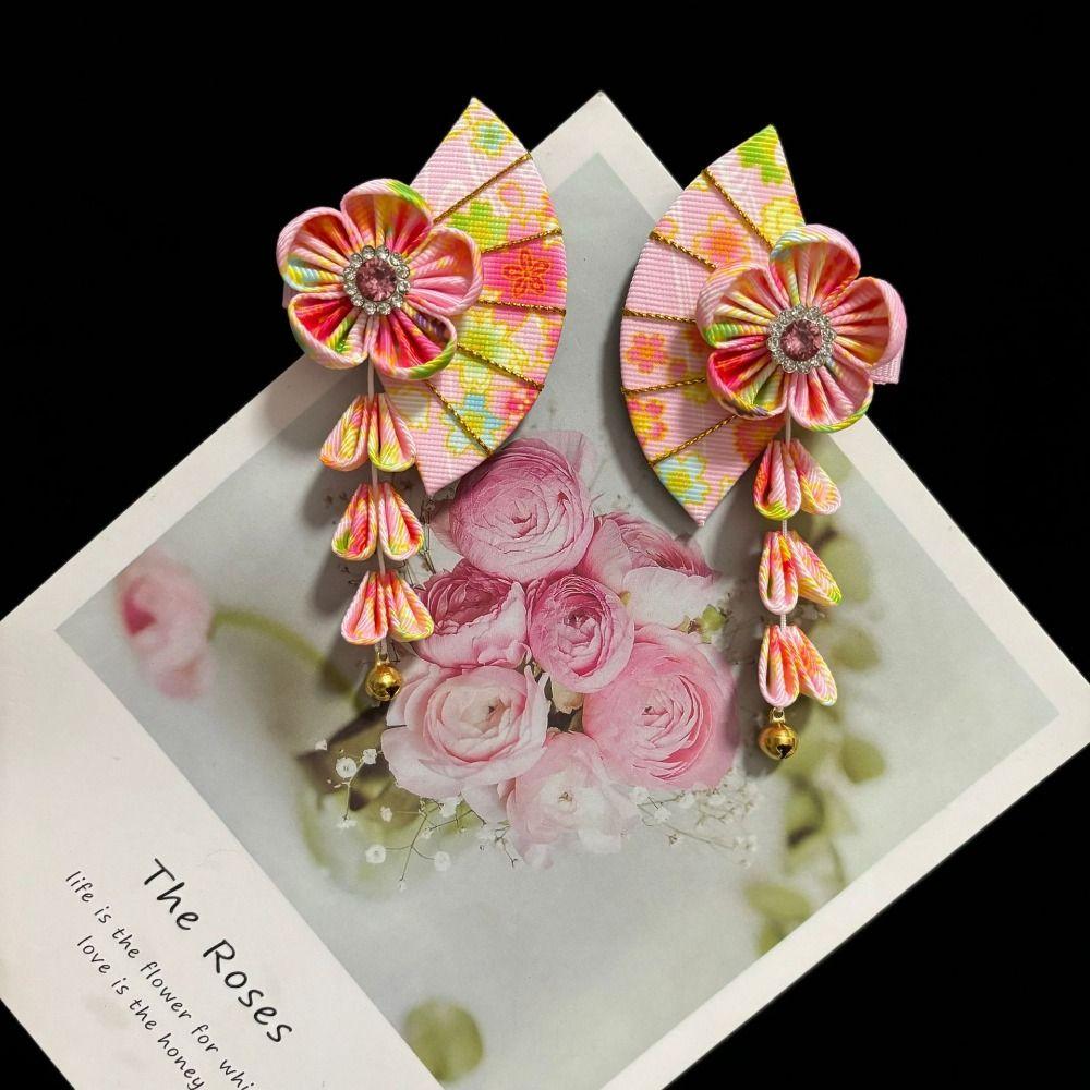 Sakura Quastenfächer Haarspange Blume Hanfu Fächer Haarspange Lieblich Kimono Sakura Haarnadel Kinder