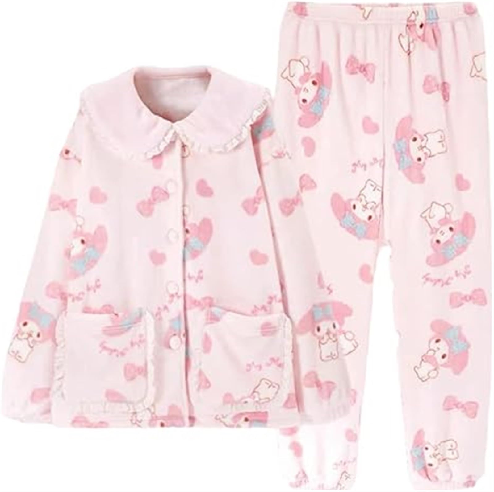 

My Melody Топ и Крой и Длинный Нежный на Холоде Мягкий [UNIME] Пижама, Домашняя одежда, Пижама, Женская, Толстая, Домашняя одежда, Низ, Сшитый, Рукава, Кожа, розовый