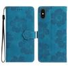 For iPhone X/XS 5.8 inch Flowers Imprint Mobile Case PU Leather Wallet Anti-drop Stand Cover
