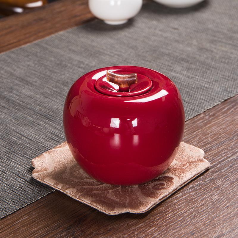 Creative Ceramic Apple Sealed Tea Cans Wedding Candy Gift Box Christmas Storage Jar Decoration Crafts Porcelain Home Decoration