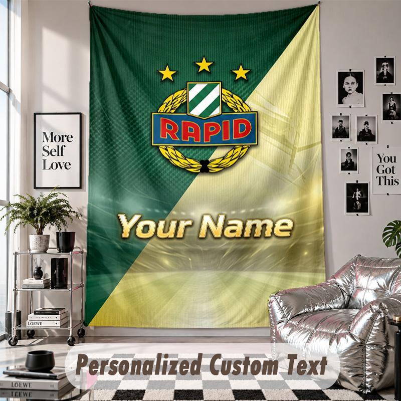 Custom Tapestry Wall Hanging, Rapid Wien FC Personalized Name Text Home Wall Decor