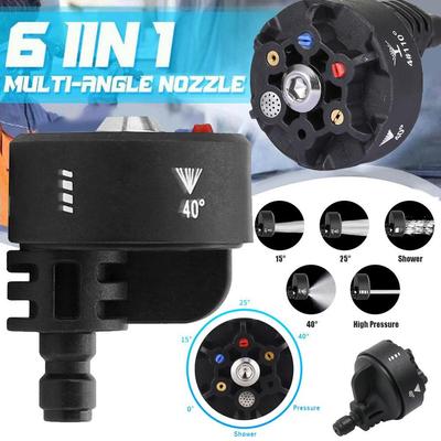 Versatile 6-in-1 Pressure Washer Nozzle Adjustable 3000 PSI Nozzle With 1/4'' Quick Connect Gun Adapter Hoses Car Wash