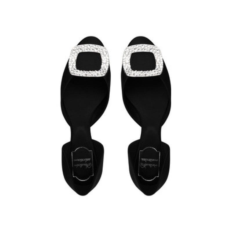 Rhinestone Square Buckle Silk Hollow Round Head Commuting Flat Sole Shoes Women