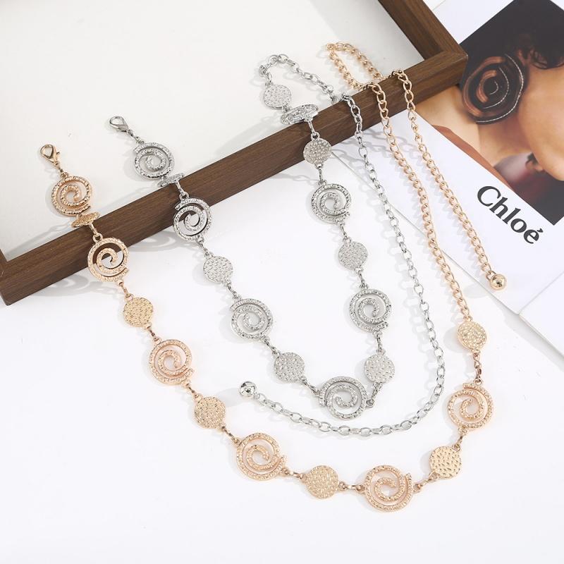 Womens Elegant Ladies Metal Thin Waist Chain Gold Round Irregular Body Chains Sexy Accessory Dress Belts Accessories Fashion