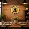 Round Metal Indoor Sign Honey Bees At Work Rustic Style Wall Decor Vintage Farmhouse Kitchen Decoration