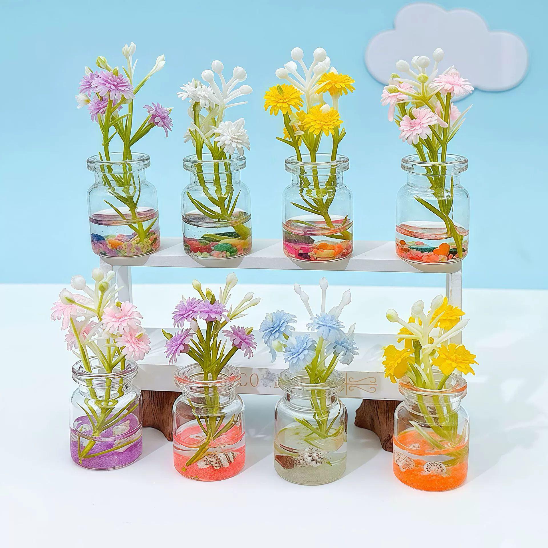 

Светящаяся ваза-инфлюенсер с искусственными цветами - Креативное стеклянное украшение для автомобиля или рабочего стола Standard