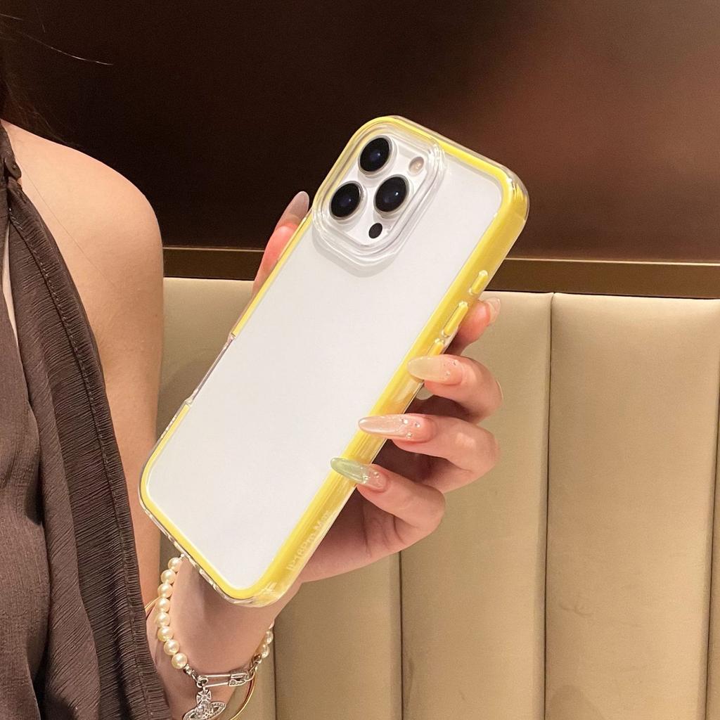 Color Macaron frame transparent case for iPhone17Pro max Apple 16 mobile phone case 15/14 soft case
