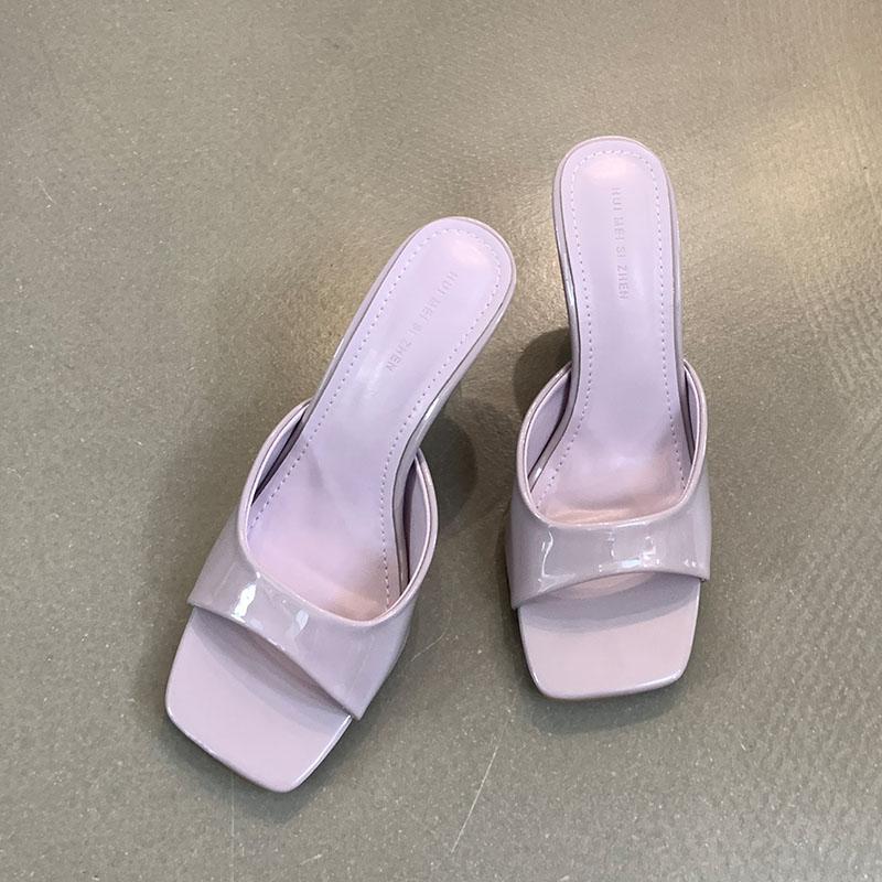 Fashion Fashion Square Toe Women 7cm Heels Pumps Shoes New In Spring Summer Female Slip On Footwear Ladies High Heels Shoes Slides